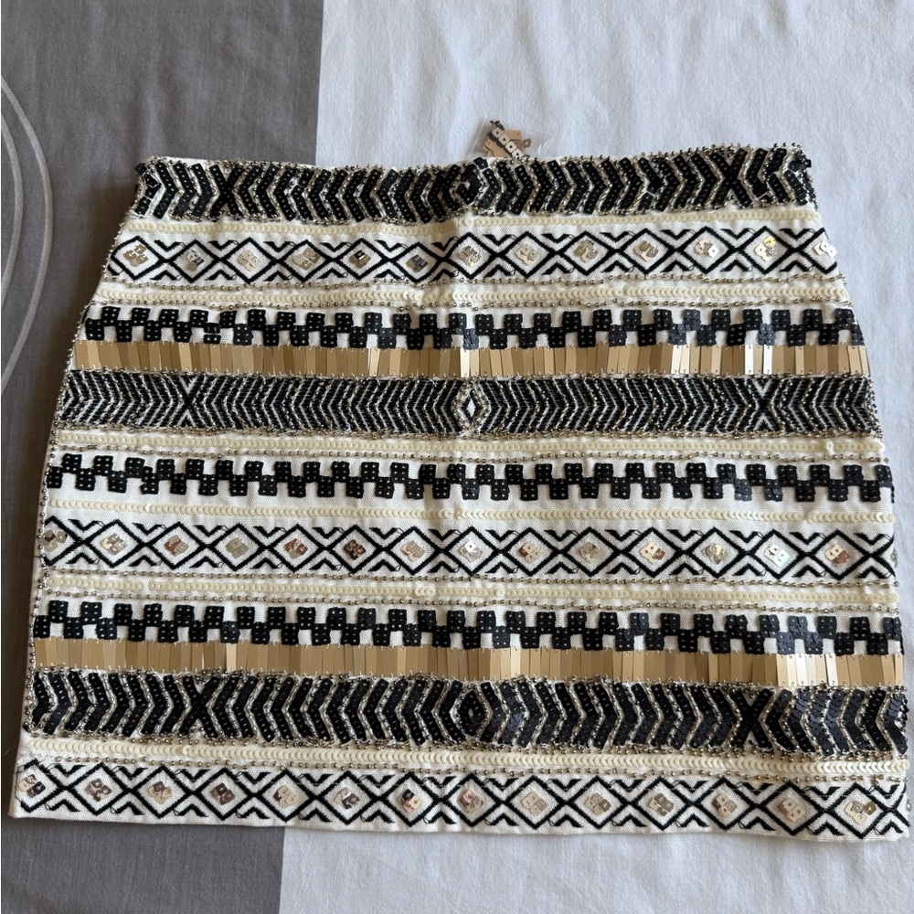 Endless Rose Black, Gold, and White Mini Skirt-small